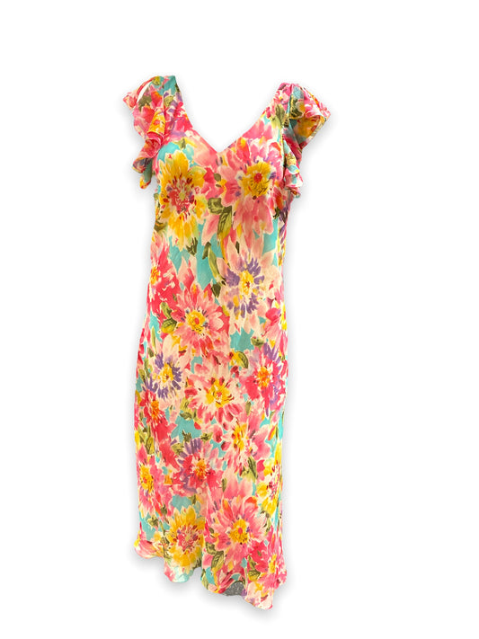 Floral Ruffle Midi Dress Size:12