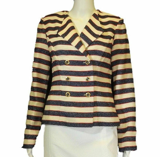 Striped Double Breasted Jacket <br /> Size: 2